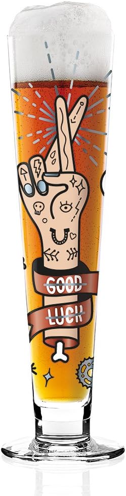 Ritzenhoff Black Label beer glass by P. Chiera 2017 - Crystal Craft Beer Glass - 300ml - with Five Coasters