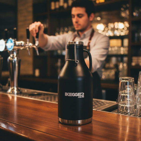2L Insulated Fliptop Flagon - Stainless - Black