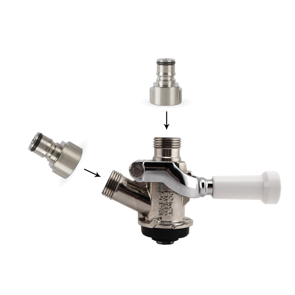 Keg Coupler to Ball Lock Post adapter - 5/8 thread - Gas OR Liquid